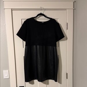 ARULA Black Faux Leather Panel Mini Dress